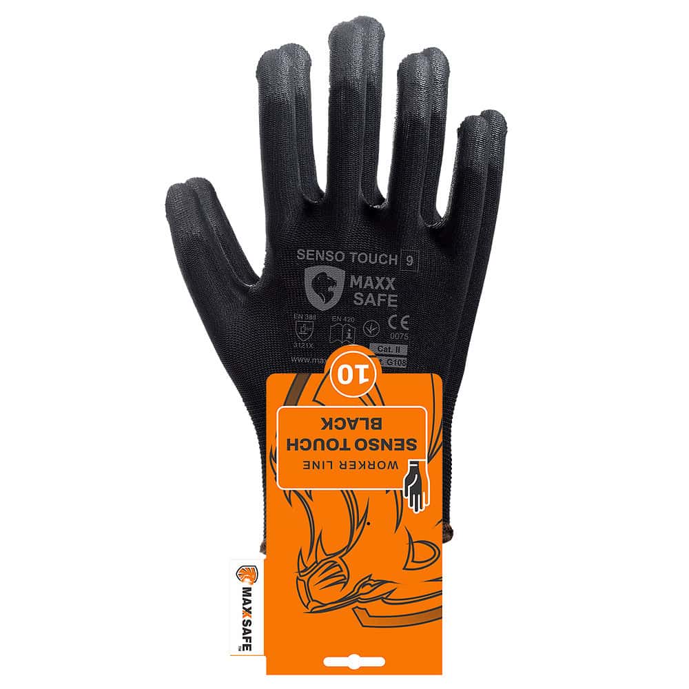 Manusi protectie, Poliuretan, G108 SENSO TOUCH BLACK, negre